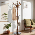 73 in Wood Coat Rack, Coat Rack Freestanding with Stable Round Base, Adjustable Height Tree Coat Racks Stand for Home Bedroom Office Hallway Entryway (Antique color)