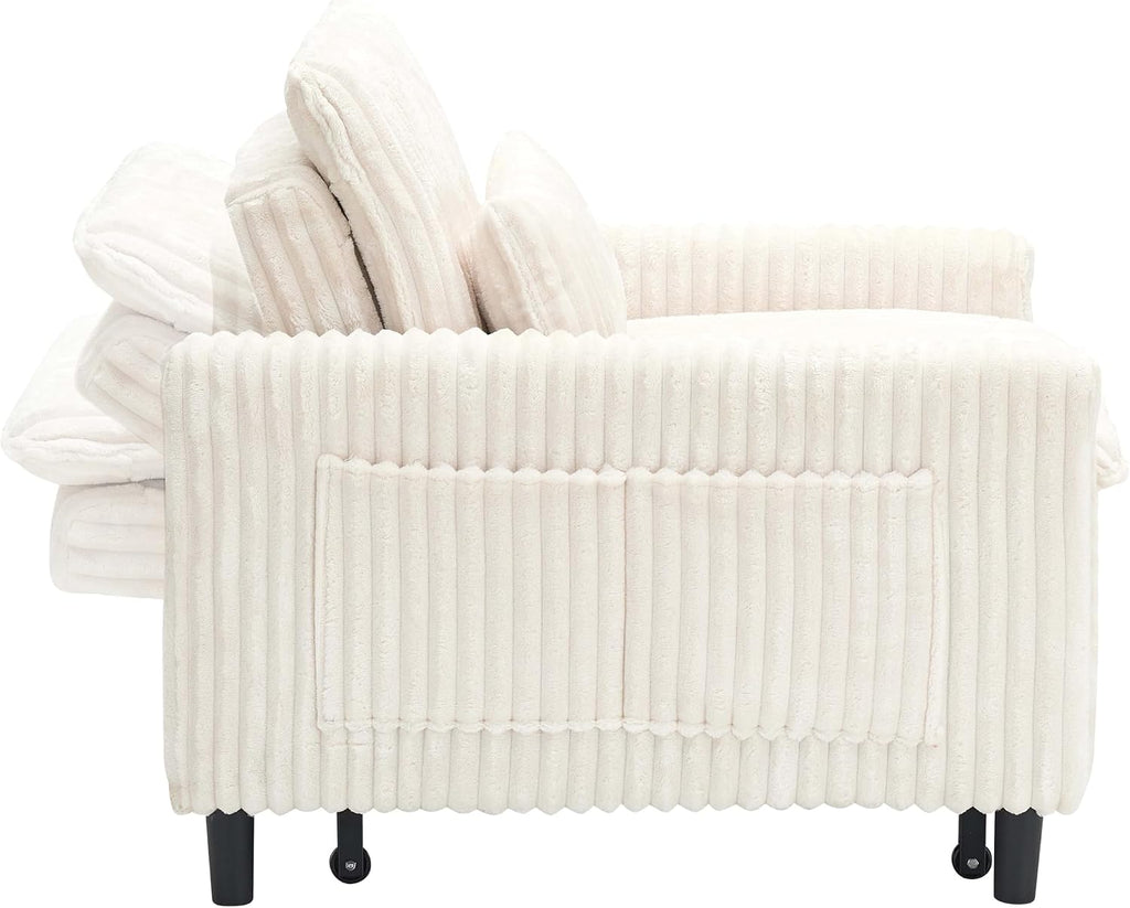 Foldable Sofa Bed Chair for Small Spaces, Comfortable Lounger with Pillow for Apartment, Bedroom, Balcony, Multi-Reclining Positions, Compact and Space Saving (Beige)