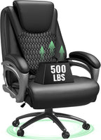 Vogue Furniture Direct 500lbs Big and Tall Office Chair, Heavy Duty High Back Executive Desk Chair, Adjustable Height 360° Swivel Computer Chair for Home Office Work (Black)
