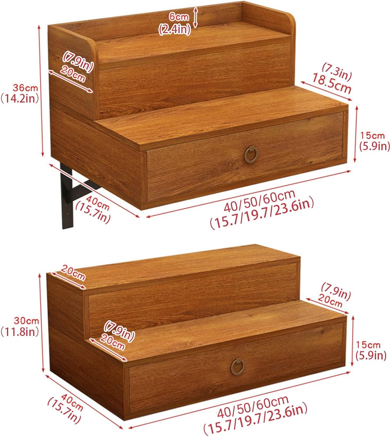 Solid Wood Wall Mounted Altar Table with Pull-Out Drawer for Incense & Meditation Personal Shrine Stand Prayer Altar Cabinet with Storage for Home(Teak color,50*40*30cm/19.7*15.7*11.8in)