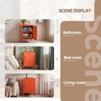 Lockable Metal Nightstand with Door, Industrial Storage Locker End Table, Small Bedside Table for Bedroom Living Room Dorm, Orange