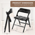 Wood Folding Chairs Set of 2, Upholstered Foldable Dining Chairs with Padded Seat and Backrest, Portable Accent Chairs for Kitchen, Dining Room, Apartment, Office, Guest Seating, Black