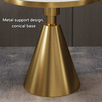 Modern Small Round Side Table with Rock Slab, Luxury Faux Marble Sofa End Table, Carbon Steel Conical Base, Nano-Coating, for Living Room, Bedroom,Office(A,80 * 75CM/31.5 * 29.5IN)