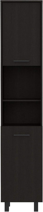 78 Inch Tall Black Pantry Cabinets, 3 Shelves, 2 Doors, Home Storage Organization for Kitchen, Living Room