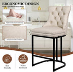 UVV Counter Height Bar Stools Set of 4, 26" Modern Barstools with Back, Faux Leather Upholstery Counter Chairs with Metal Legs for Kitchen Island, Bar, Counter, Beige