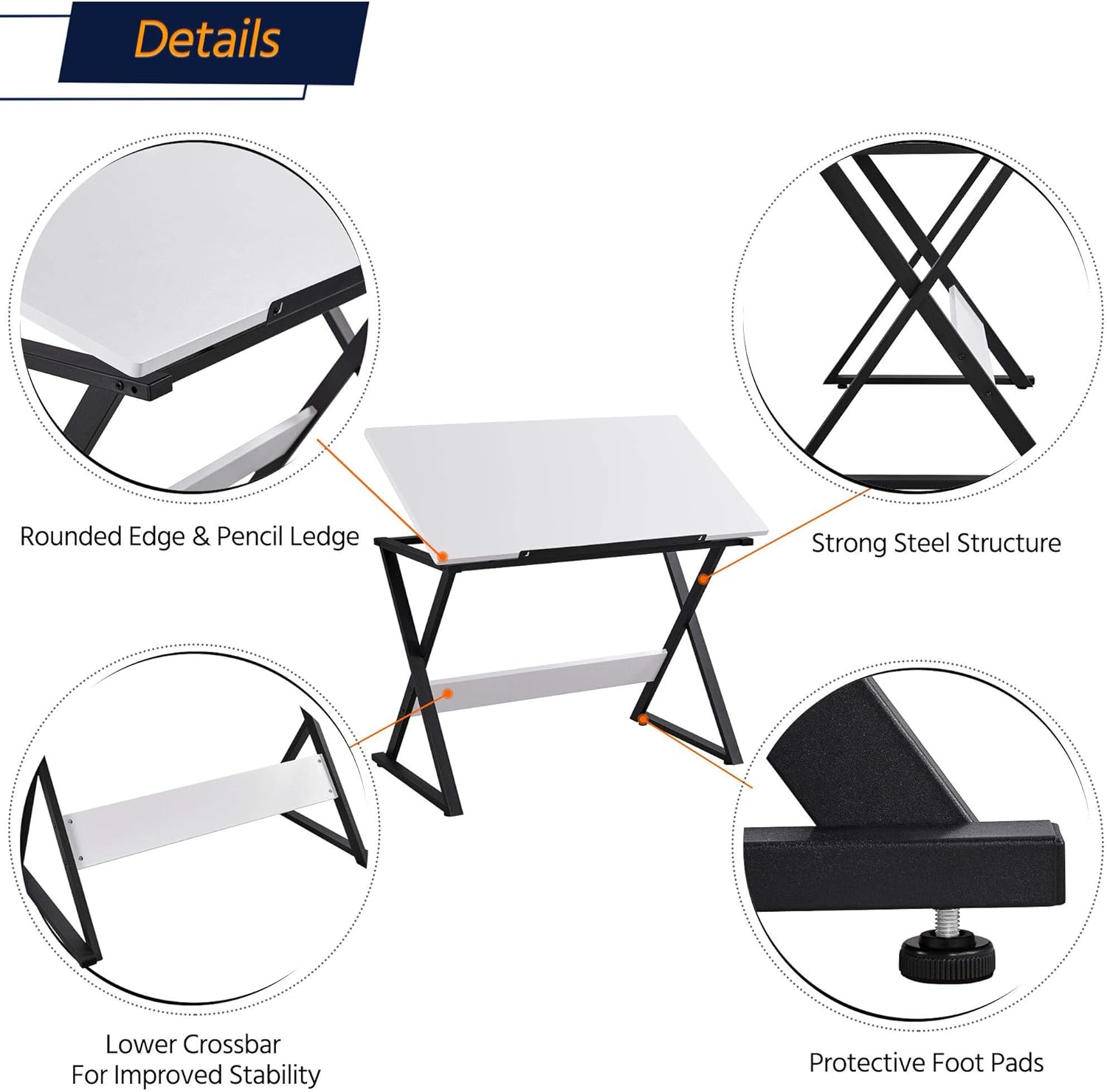 Yaheetech Drafting Table for Artists Art Desk Drawing Painting Studying Table w/Tilted Tabletop Art Craft Work Station for Adults Home Office School Use