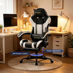 Ergonomic Gaming Chair,A Versatile 3-in-1 Video Game Chair for Work, Study, and Gaming,Features an Adjustable Backrest, Footrest, and Linked Armrests Office Chair for Adults,Blackwhite