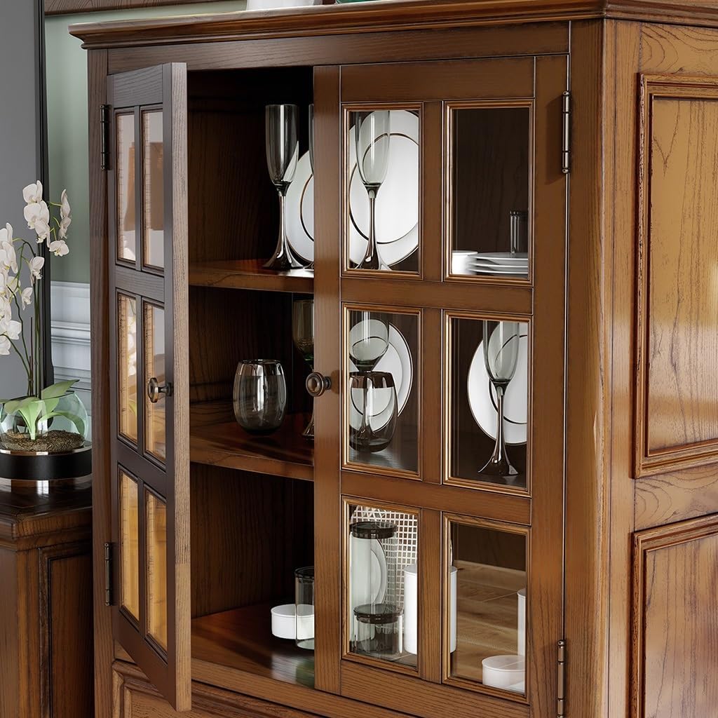 Entryway Cabinet Countryside Solid Wood Dining Sideboard Wine Cabinet Living Room Restaurant Glass Ash Wood Retro Simple Sideboard Storage Cabinet