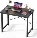 DUMOS 31 Inch Small Computer Desk for Home Office, Gaming Writing Desks for Bedroom Modern Study Work Table Simple Style Workstation with Reinforcement Structure, Black