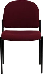 EMMA + OLIVER Comfort Burgundy Fabric Stackable Steel Side Reception Chair