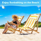 M METERXITY Beach Sling Chair Replacement Canvas, 16x44.5 Inch Folding Lounge Chair Fabric with Pillow for Beach/Sunbathing/Courtyard/Garden [Striped Yellow, Only Replacement]