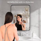 LOAAO Black Metal Framed Bathroom Mirror for Wall, 22X30 Inch Rounded Rectangle Mirror, Matte Black Bathroom Vanity Mirror Farmhouse, Anti-Rust, Hangs Horizontally or Vertically