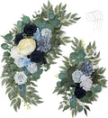AitnWoy Artificial Wedding Arch Flowers Kit 2 PCS Dust Rose Flowers Silk Peony Floral Swag Welcome Sign for Wedding Ceremony Party Home Garland Decor
