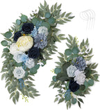 AitnWoy Artificial Wedding Arch Flowers Kit 2 PCS Dust Rose Flowers Silk Peony Floral Swag Welcome Sign for Wedding Ceremony Party Home Garland Decor