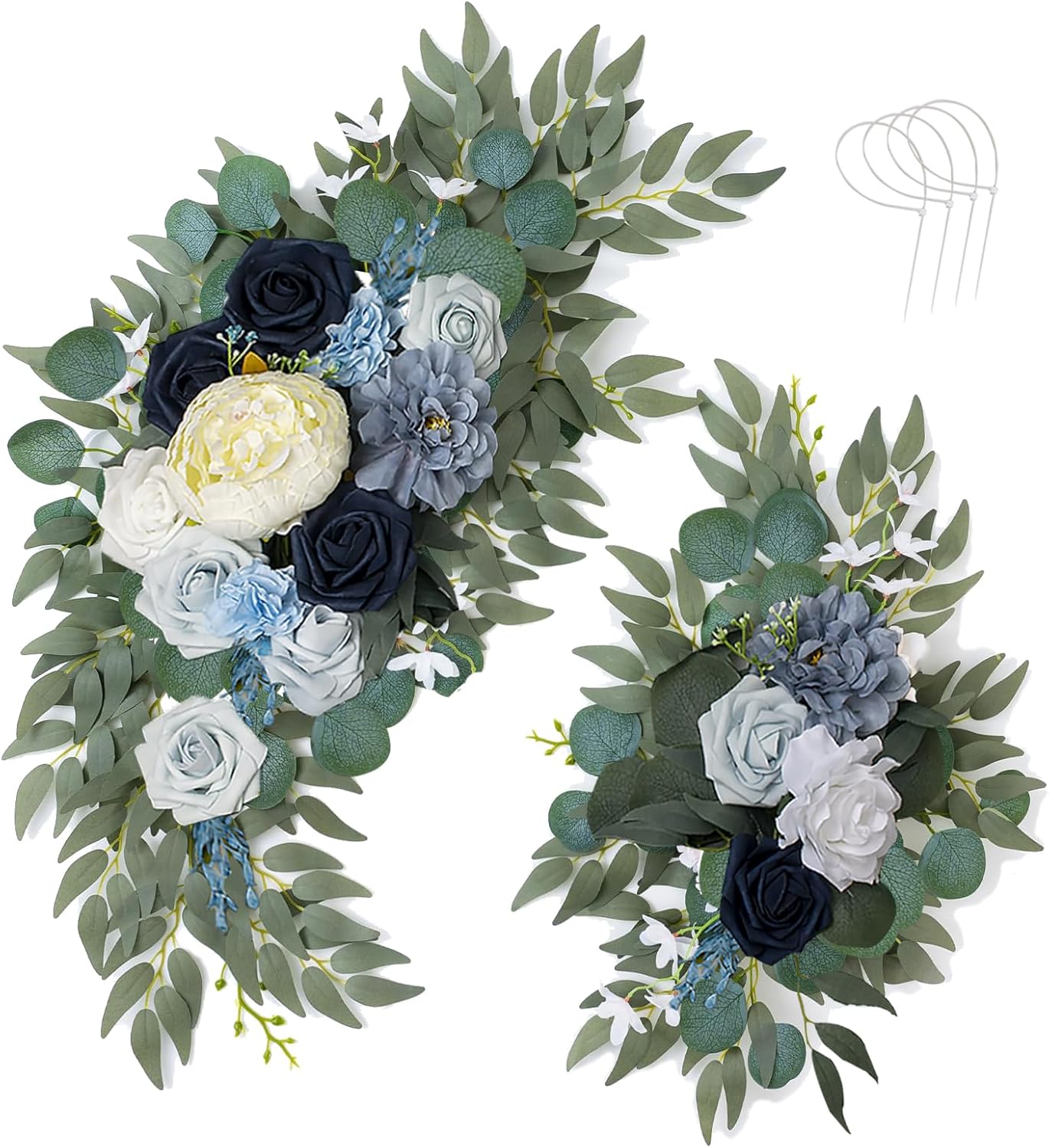 AitnWoy Artificial Wedding Arch Flowers Kit 2 PCS Dust Rose Flowers Silk Peony Floral Swag Welcome Sign for Wedding Ceremony Party Home Garland Decor