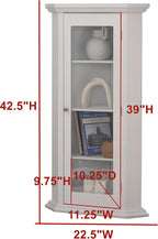 Kings Brand Corner Curio Display Cabinet w/Glass Door & Shelves, White | Glass Door Display – Showcases and Protects Collectibles, Décor, and Accent Pieces with a Clear Glass Door