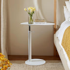 Modern Minimalist Side Table - Small Accent Coffee Table for Living Room, Bedroom - Sleek Round Base, Neutral Color - Functional Home Decor, Compact, Versatile End Table