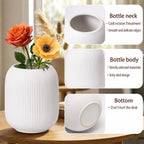 Ceramic Vase Set for Decor, Small Bud Vases, Pastel Decorative Vases for Table, Shelf, Living Room, Kitchen, Nursery, Dorm, (White)