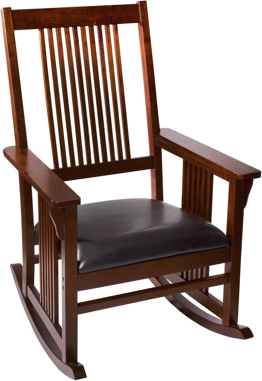 Giftmark Mission Style Rocking Chair with Upholstered Seat, Style A, Cherry