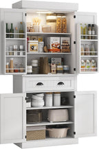 71" Kitchen Pantry Cabinet with Motion Sensor Light, Tall Storage Cabinet with 6 Door Shelves, a Drawer & 4 Adjustable Shelves, for Living Room, Dining Room, White,15.7 * 30.1 * 71.3