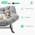 JEAREY Outdoor Papasan Rocking Chair, Oversized Patio Rocker, Comfy Egg Chair for Bedroom, Living Room, Garden, Porch, Lawn, Grey