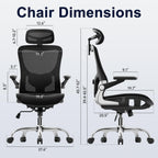 marrap Ergonomic Office Chair, Mesh Seat Cushion with 3D Armrests and 3D Headrest, Adjustable Lumbar Support with 90-120° Rocking Function for Home Office, Black