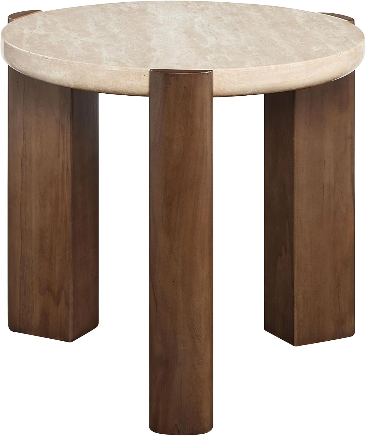 Acme Furniture Leonardo End Table in Travertine Top & Dark Oak