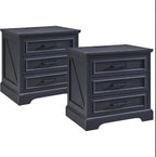 JXQTLINGMU Farmhouse End Tables Living Room Set of 2, Black
