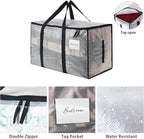 6-Pack Extra Large Clear Moving Bags with Zippers, 93L Heavy Duty Storage Totes with Wrap-Around Handles, Collapsible Clothes & Holiday Storage Bins Alternative (100lb Capacity)