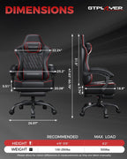 GTPLAYER Gaming Chair, 𝐁𝐢𝐠 𝐚𝐧𝐝 𝐓𝐚𝐥𝐥 Gaming Chair for Adults, 𝐖𝐢𝐝𝐞 𝐒𝐞𝐚𝐭 Computer Game Chairs with 𝐓𝐡𝐢𝐜𝐤 𝐏𝐨𝐜𝐤𝐞𝐭 𝐒𝐩𝐫𝐢𝐧𝐠 𝐂𝐮𝐬𝐡𝐢𝐨𝐧 & Footrest,Black & Red