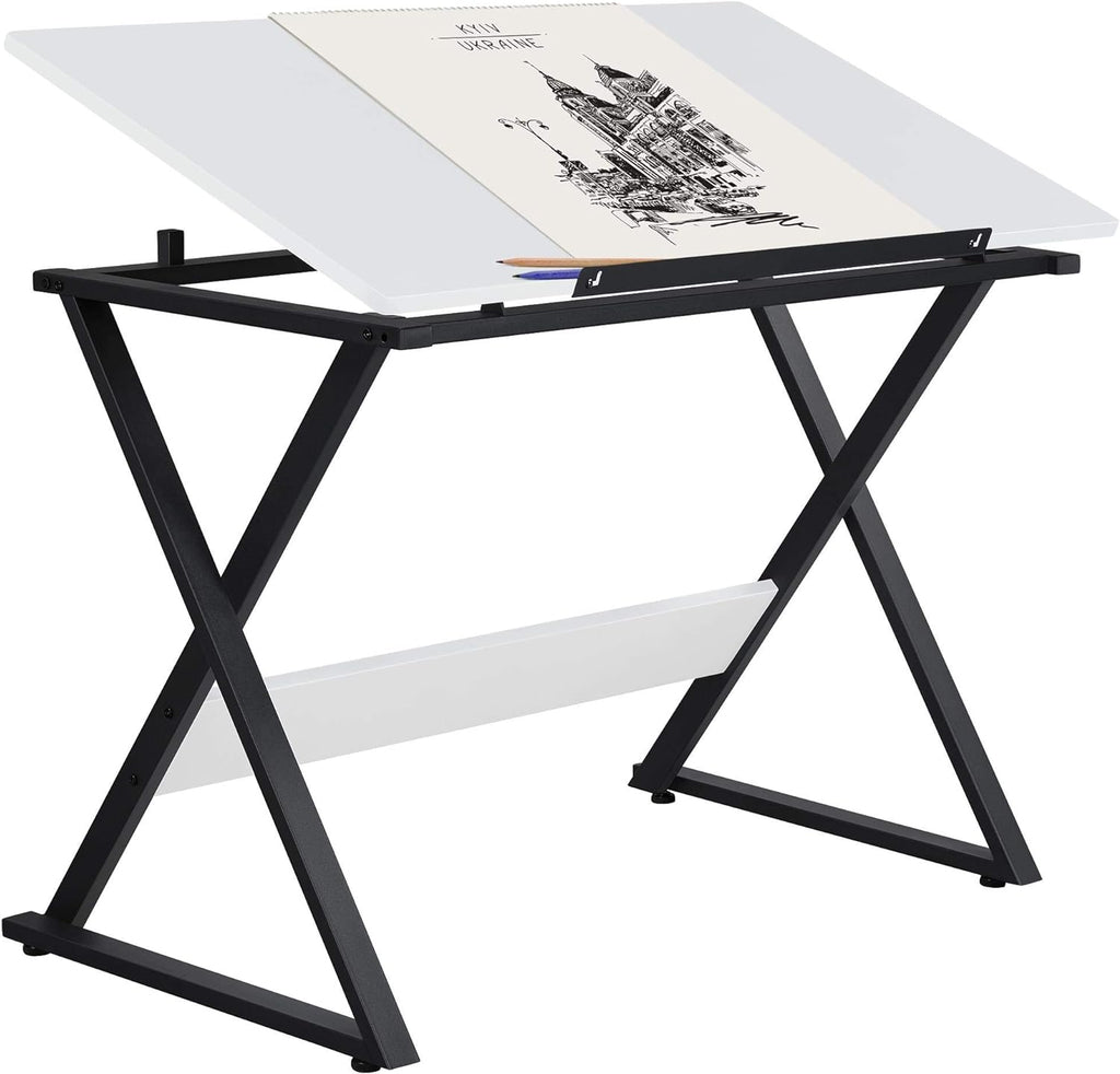 Yaheetech Drafting Table for Artists Art Desk Drawing Painting Studying Table w/Tilted Tabletop Art Craft Work Station for Adults Home Office School Use