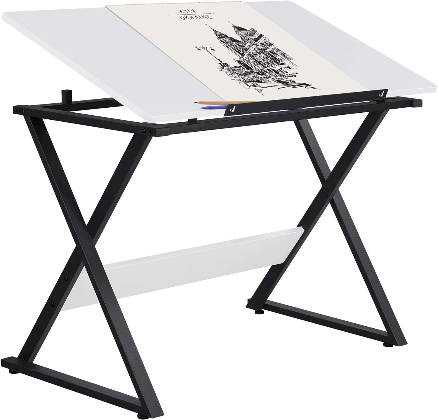 Yaheetech Drafting Table for Artists Art Desk Drawing Painting Studying Table w/Tilted Tabletop Art Craft Work Station for Adults Home Office School Use