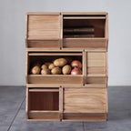 Stackable Solid Wood Storage Chests,Bins with Lids,Modular Wooden Multi-use Box,Closet Storage Organizers,Hall Entryway Cabinet,Drawers,Potato,Onion,Bread,Classify by Items,15.5”W(1 Pack)