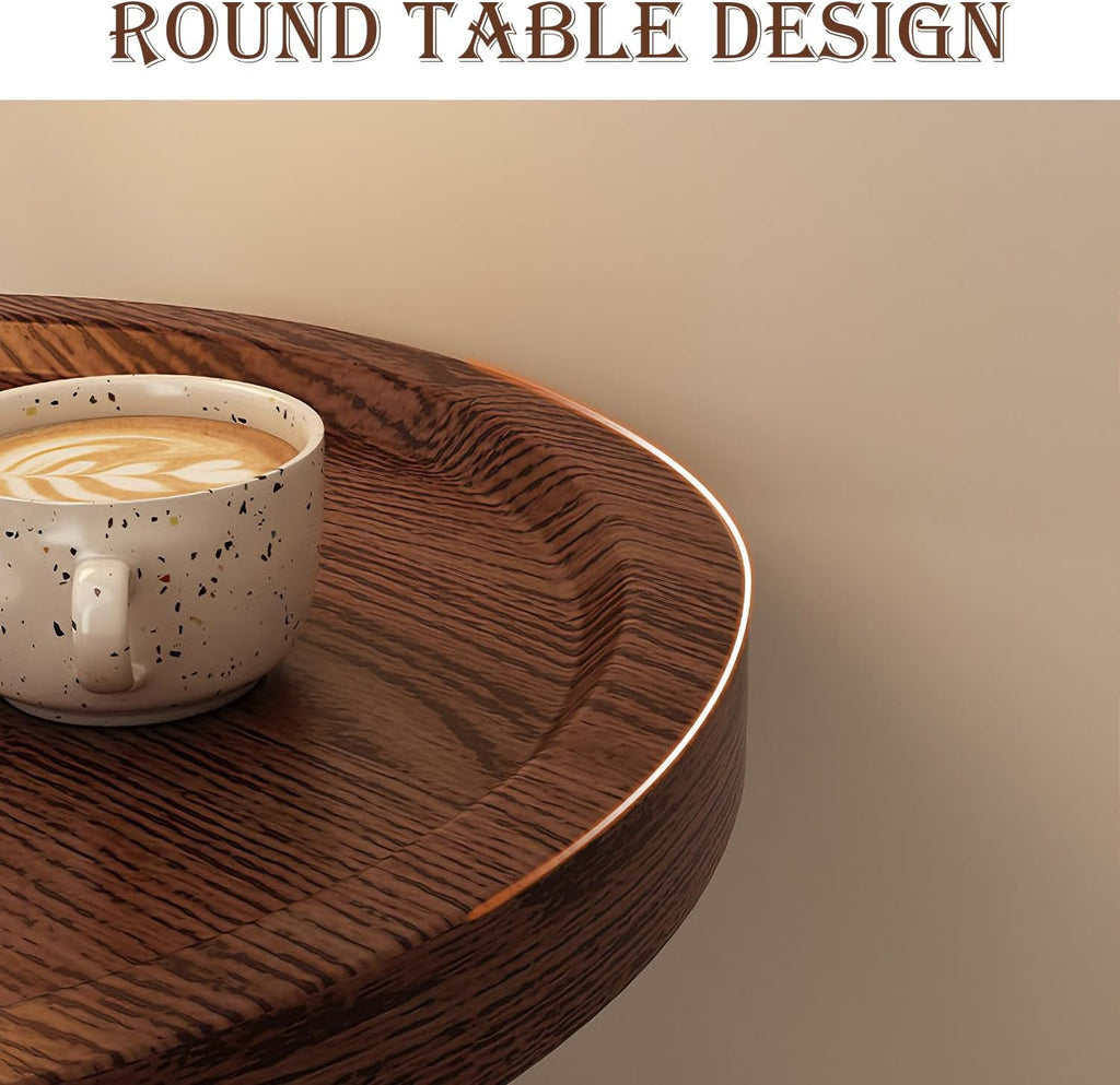 YUNMUARY-Walnut Wood Side Table,Modern Round Bed Tables Bedroom,Circle End Table with Storage,16 Inches Wide Small Couch End Tables for Kitchen,Hallway,Living Room,and Corners.