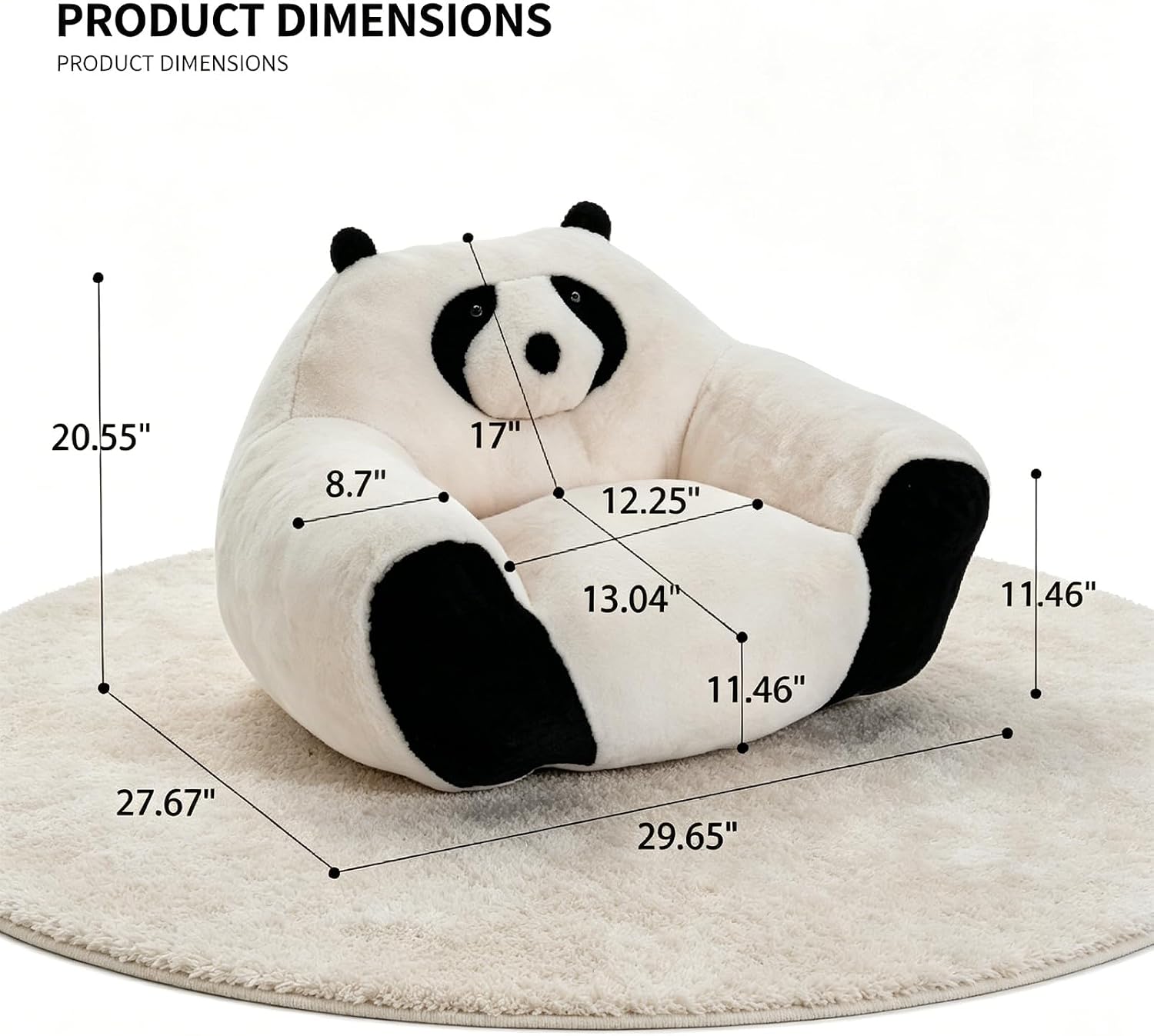 Giant Bean Bag Chair for Adults and Kids, Panda-Shaped beanbag Chair with Soft Plush Fabric, Oversized Boneless Reading, Lounge Chair for Bedroom, Living Room