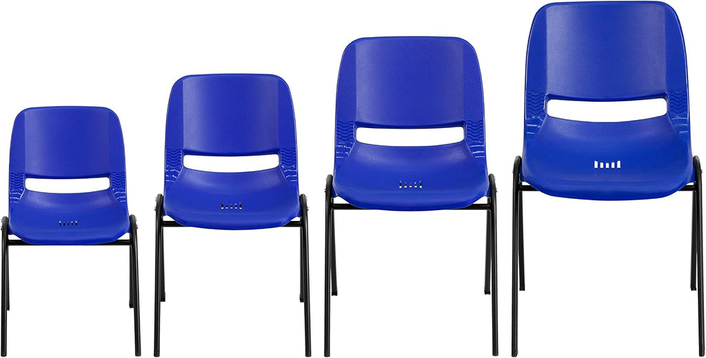 Flash Furniture 5 Pack HERCULES Series 440 lb. Capacity Kid's Navy Ergonomic Shell Stack Chair with Black Frame and 12" Seat Height