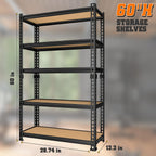 LEVELEVE 5-Tier Storage Shelving Unit, Metal, for Kitchen, Garage, Laundry Room, Adjustable, 30" L x 12" W x 60" H, Rectangular