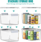 Plastic Storage Bins with Lids Stackable organization and Storage Containers for Organizing Snacks, Crafts, Tools Clear Storage Box with Latching handle(Clear, 2PCS-4.5QT 2PCS-8.5QT)