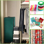 Primode Wrapping Paper Storage Container | Gift Wrap Organizer Under Bed | 41”x14”x6” | Box Holder for 18-24 Rolls Up to 40” | 600D Oxford Material | Pockets for Ribbon, Bows, and Accessories (Green)
