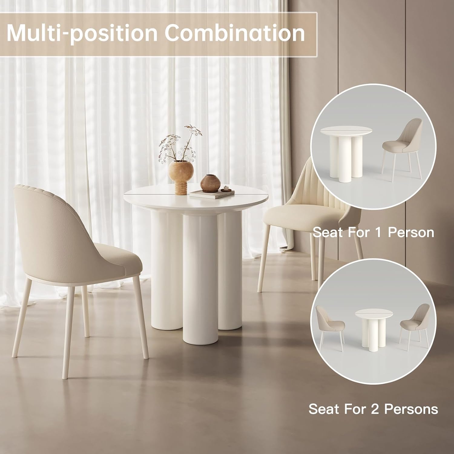 Small Round Dining Table, 30" Circle Kitchen Table with 3 Legs, Modern White Accent Table for Kitchen, Dining Room, Home Office and Living Room