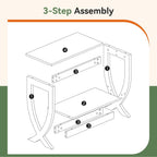 Solid End Table, 2-Tier Couch Side Table with Arched Legs for Small Space, Living Room, Easy Assembly, Rustic Walnut