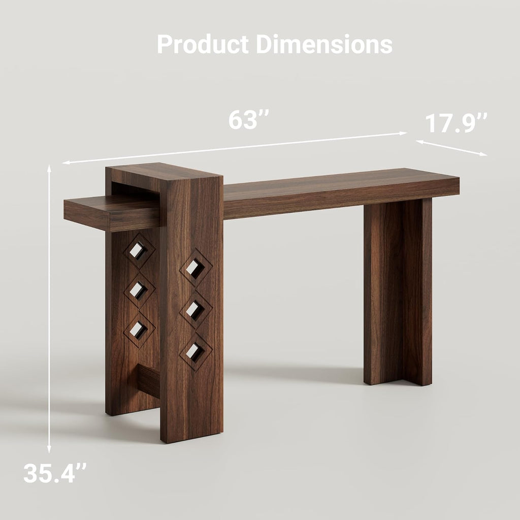 S.E.C.D Modern Console Table for Entryway, 63-Inch Floating Visual Entrance Sofa Table, Wood Hall Table for Living Room, Foyer, Hallway, Walnut
