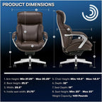 iComfort i6000 Series Big & Tall Ergonomic Bonded Leather High-Back Executive Chair, Brown/Silver
