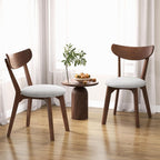 KOTEK Dining Chairs Set of 4, Mid Century Modern Kitchen Chairs with Rubber Wood Legs, Cushioned Seat, Curved Backrest, Wooden Side Chairs for Dining Room, Living Room