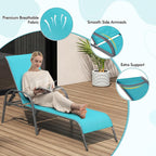 Tangkula Outdoor Lounge Chairs Set of 2, Patio Chaise Lounge with Adjustable Backrest, Reclining Pool Lounge Chairs for Outside with Heavy Duty Steel Frame for Beach, Yard, Balcony, Poolside