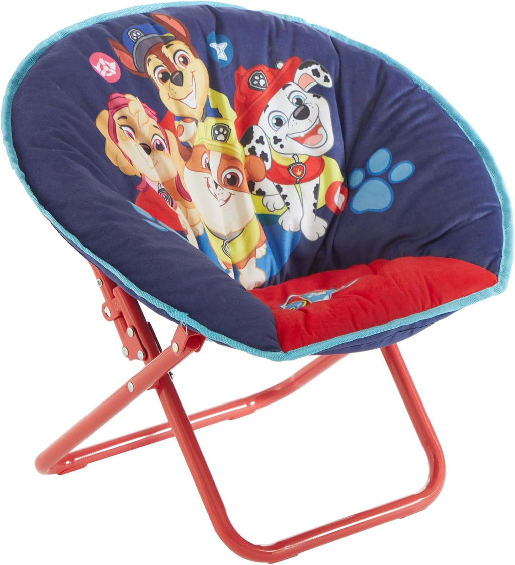 Idea Nuova Toddler Saucer Chair 19” Folding Kids Chair, Ages 3+, Portable & Lightweight, Cozy Padded Seat for Playroom, Bedroom,Paw Patrol