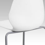 Flash Furniture Hercules Series Modern Plastic Stacking Event/Waiting Room Chairs, Ergonomic Lobby Chairs with Contoured Seats, Set of 5, White/Silver
