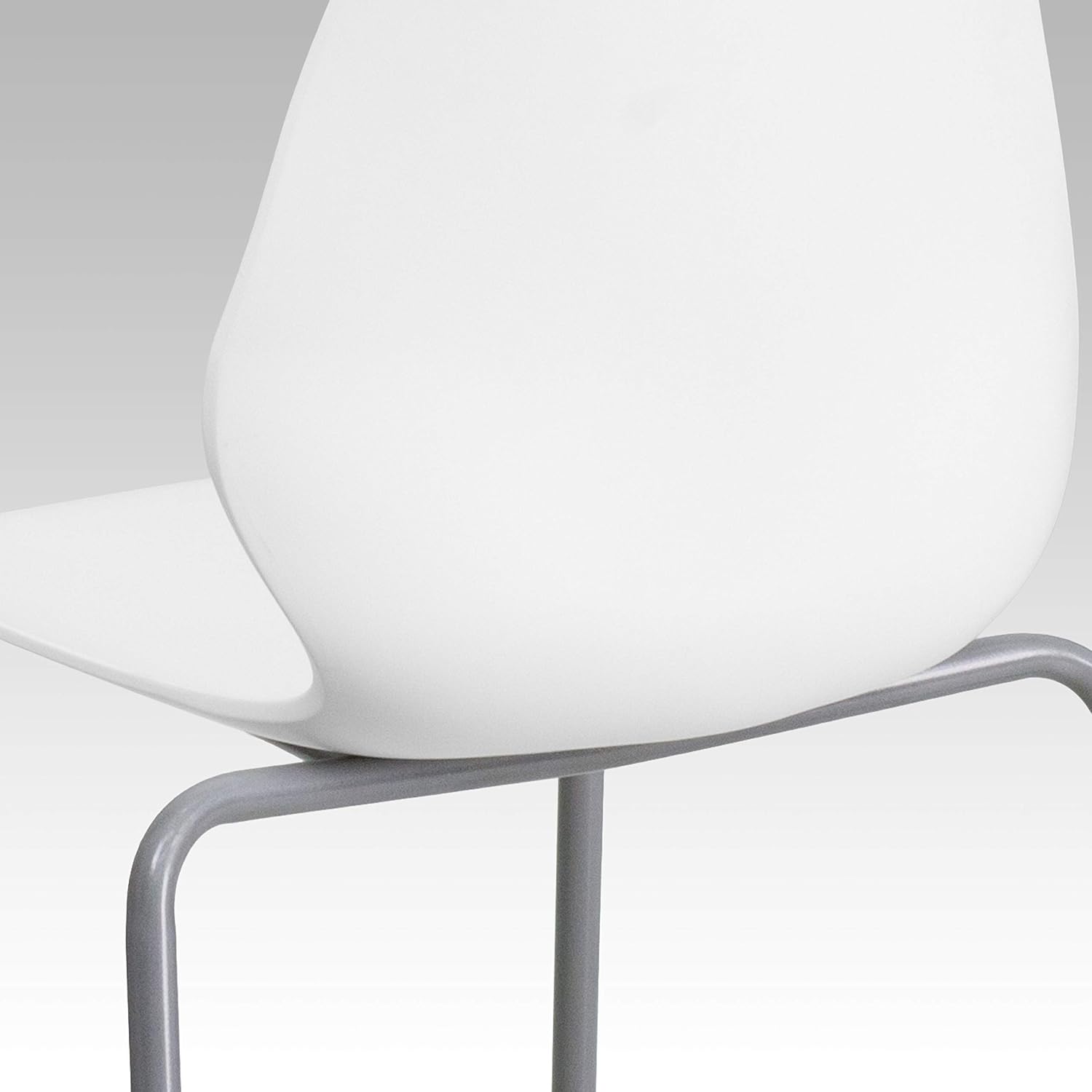 Flash Furniture Hercules Series Modern Plastic Stacking Event/Waiting Room Chairs, Ergonomic Lobby Chairs with Contoured Seats, Set of 5, White/Silver