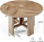 LITTLE TREE 47 inch Round Dining Table, Round Kitchen Table for 6, Farmhouse 47" Dinner Room Tables, Rustic Circle Tables for Kitchen, Dining