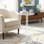 Acrylic Side Table, Clear Round End Table, Pedestal Side Tables 11.8" X 21.7", Modern Nightstand for Living Room Bedroom Balcony Decor, Easy Assembly for Small Spaces Transparent